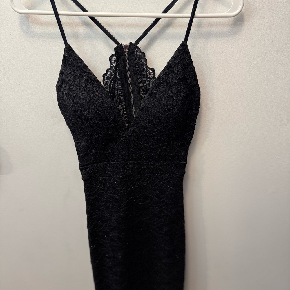 Wilson Glitter Black Lace Backless Dress